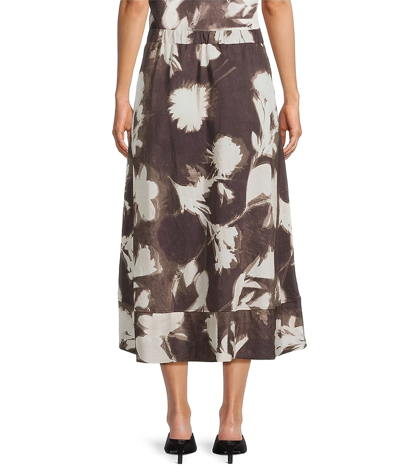 Feather Gray Crinkle Knit Cotton Blend A-Line Midi Coordinating Skirt