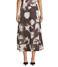 Feather Gray Crinkle Knit Cotton Blend A-Line Midi Coordinating Skirt