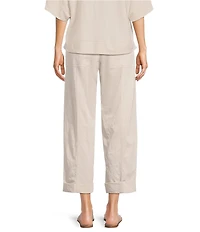 Feather Gray Crinkle Knit Cropped Cargo Barrel Pull-On Pants