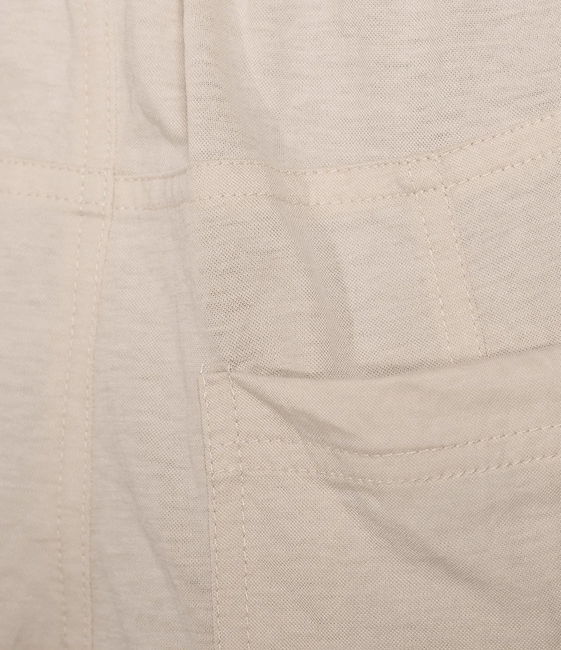 Feather Gray Crinkle Knit Cropped Cargo Barrel Pull-On Pants