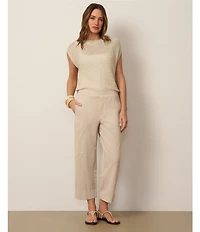 Feather Gray Crinkle Knit Cropped Cargo Barrel Pull-On Pants