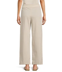 Feather Gray Crinkle Knit Wide Leg Drawstring Waist Pull-On Ankle Pants