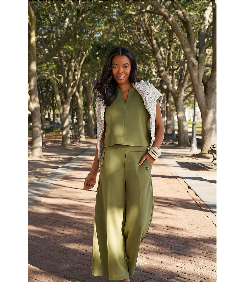 Feather Gray Knit Solid V-Neck Short Dolman Sleeve Top