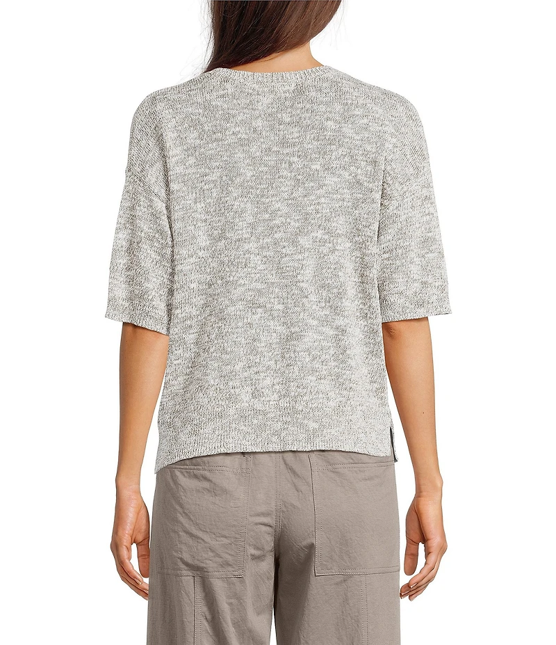 Feather Gray Light Weight Knit V-Neck Short Sleeve Sweater