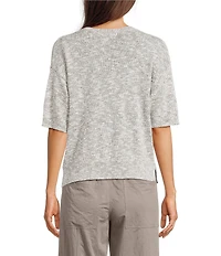 Feather Gray Light Weight Knit V-Neck Short Sleeve Sweater