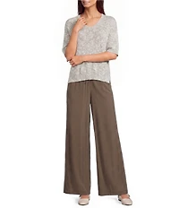 Feather Gray Light Weight Knit V-Neck Elbow Length Sleeve Sweater