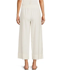 Feather Gray Linen Blend Wide Leg Pull-On Crop Trouser Pants