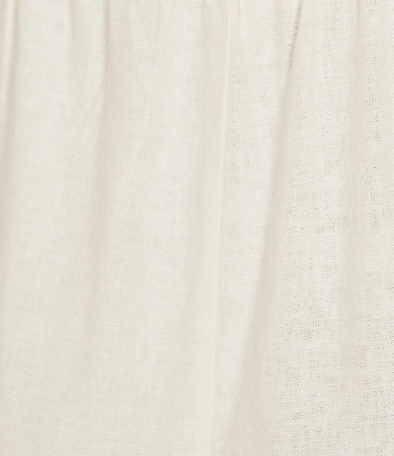 Feather Gray Linen Blend Wide Leg Pull-On Crop Trouser Pants