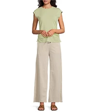 Feather Gray Modal Blend Crew Neck Short Sleeve Ruched Top