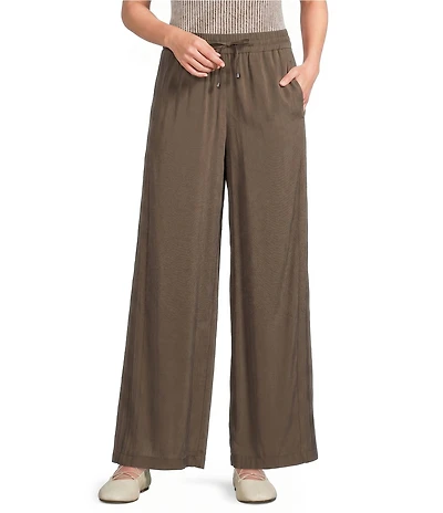Feather Gray Sueded Luxe Wide Leg Drawstring Pull-On Pants