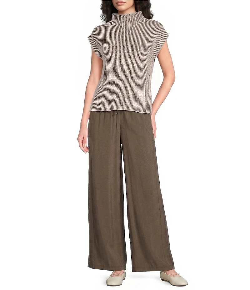 Feather Gray Sueded Luxe Wide Leg Drawstring Pull-On Pants