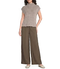 Feather Gray Sueded Luxe Wide Leg Drawstring Pull-On Pants