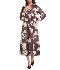Feather Gray Sun Print Twofer Midi Dress