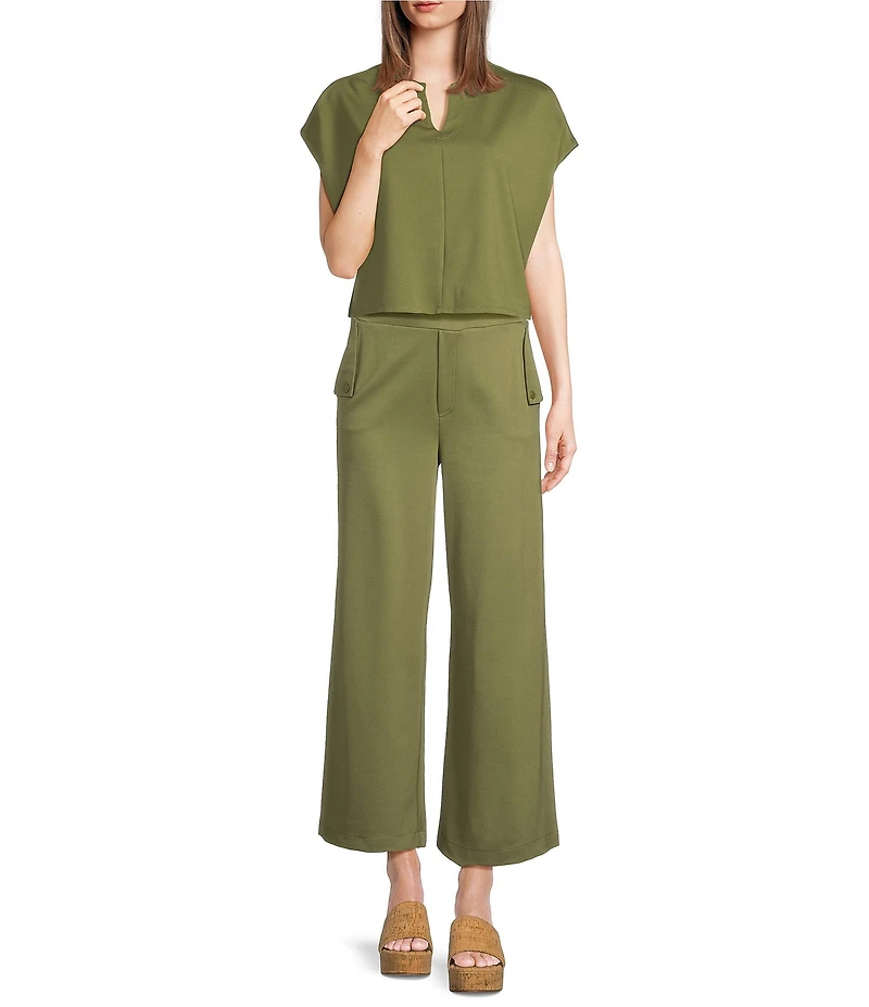 Feather Gray Wide Leg Pull-On Trouser Knit Pants