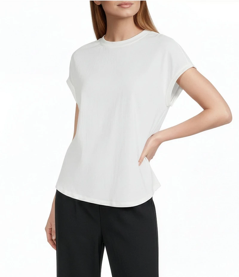 Feather Gray Crew Neck Dolman Sleeve Draped Knit Top