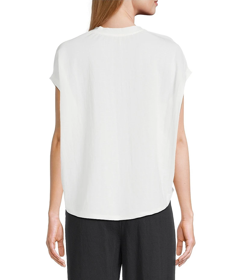 Feather Gray Crew Neck Dolman Sleeve Draped Knit Top