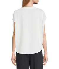 Feather Gray Crew Neck Dolman Sleeve Draped Knit Top