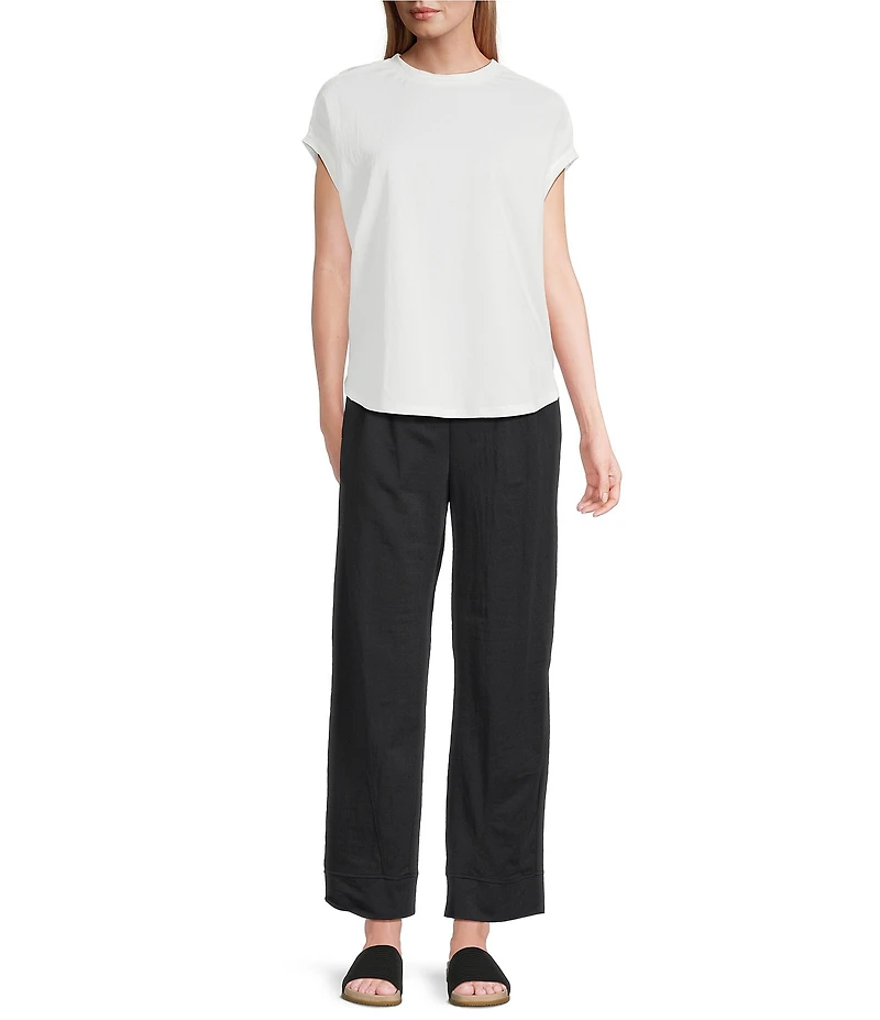 Feather Gray Crew Neck Dolman Sleeve Draped Knit Top