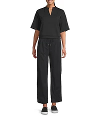 Feather Gray Luxe Knit Pleated Elbow Sleeve Sweatshirt