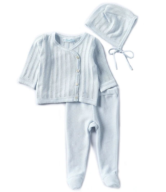 Feltman Brothers Baby Boys Sweater Pointelle Kimono Wrap Top & Pants Set