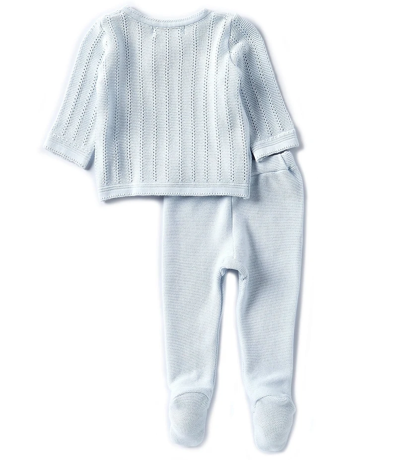 Feltman Brothers Baby Boys Sweater Pointelle Kimono Wrap Top & Pants Set