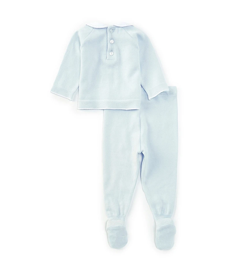 Feltman Brothers Baby Boys Pique Collar Sweater Knit Top & Footed Pants Set