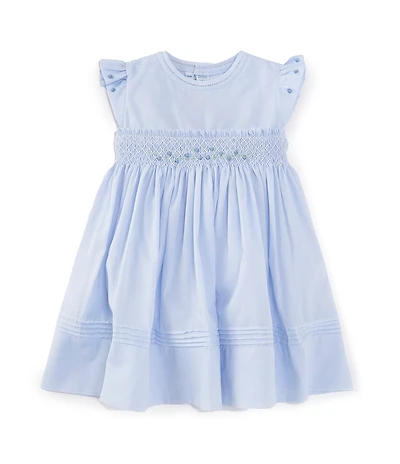 Feltman Brothers Baby Girls Round Neck Ruffle Sleeve Rose Garden Dress