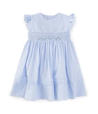 Feltman Brothers Baby Girls Round Neck Ruffle Sleeve Rose Garden Dress