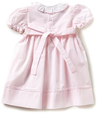 Friedknit Creations Baby Girls Ruffled Scallop Rose Embroidered Smocked Dress