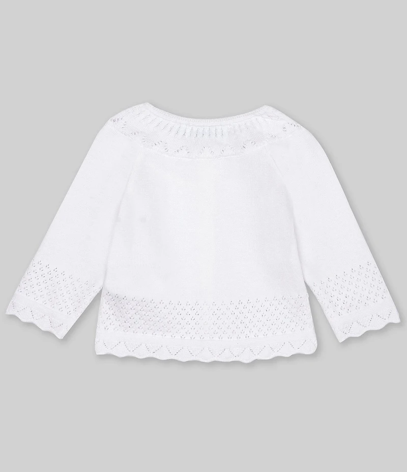 Feltman Brothers Baby Girls Pointelle Ruffle Button Front Sweater