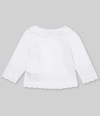 Feltman Brothers Baby Girls Pointelle Ruffle Button Front Sweater