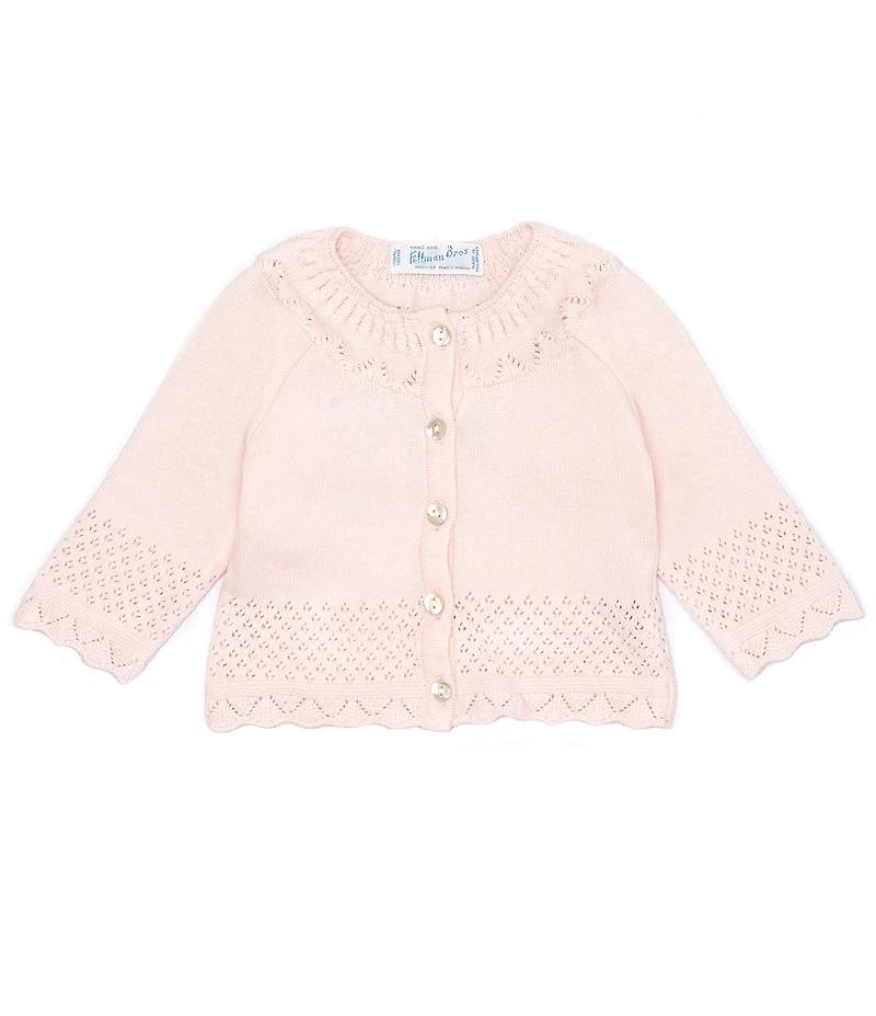 Feltman Brothers Baby Girls Pointelle Ruffle Button Front Sweater