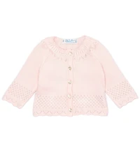 Feltman Brothers Baby Girls Pointelle Ruffle Button Front Sweater
