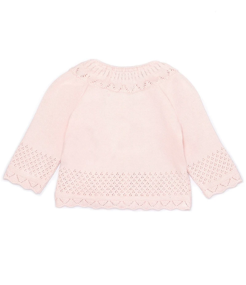 Feltman Brothers Baby Girls Pointelle Ruffle Button Front Sweater