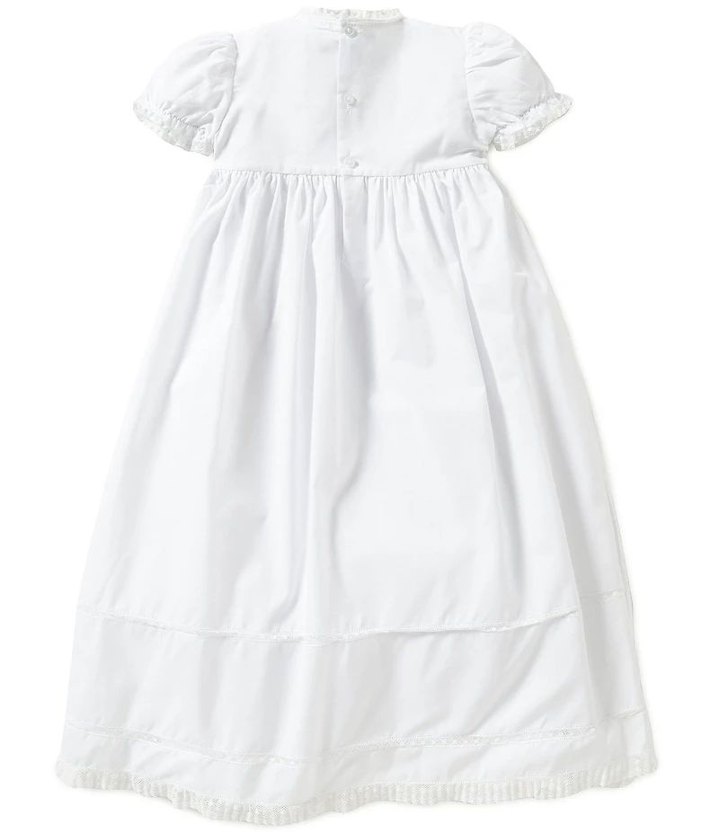 Feltman Brothers Baby Girls Smocked Lace-Trimmed Embroidered Christening Gown and Hat Set