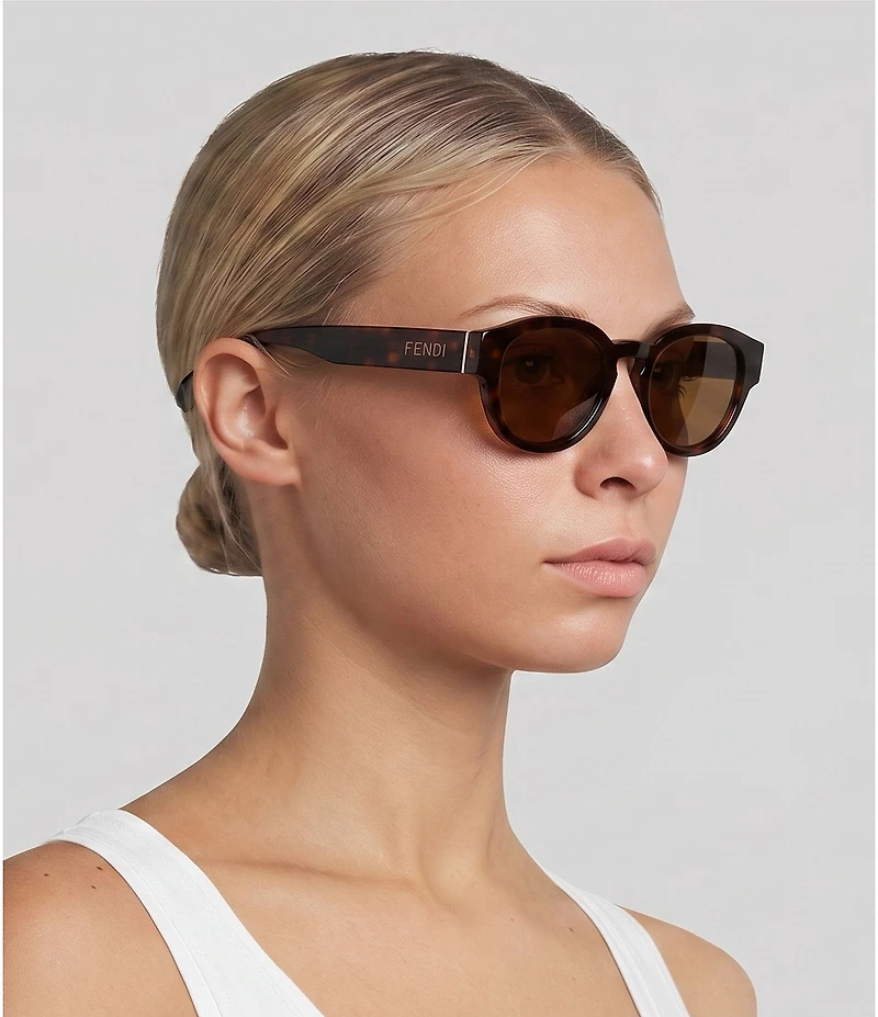 FENDI Unisex Signature 48mm Round Sunglasses