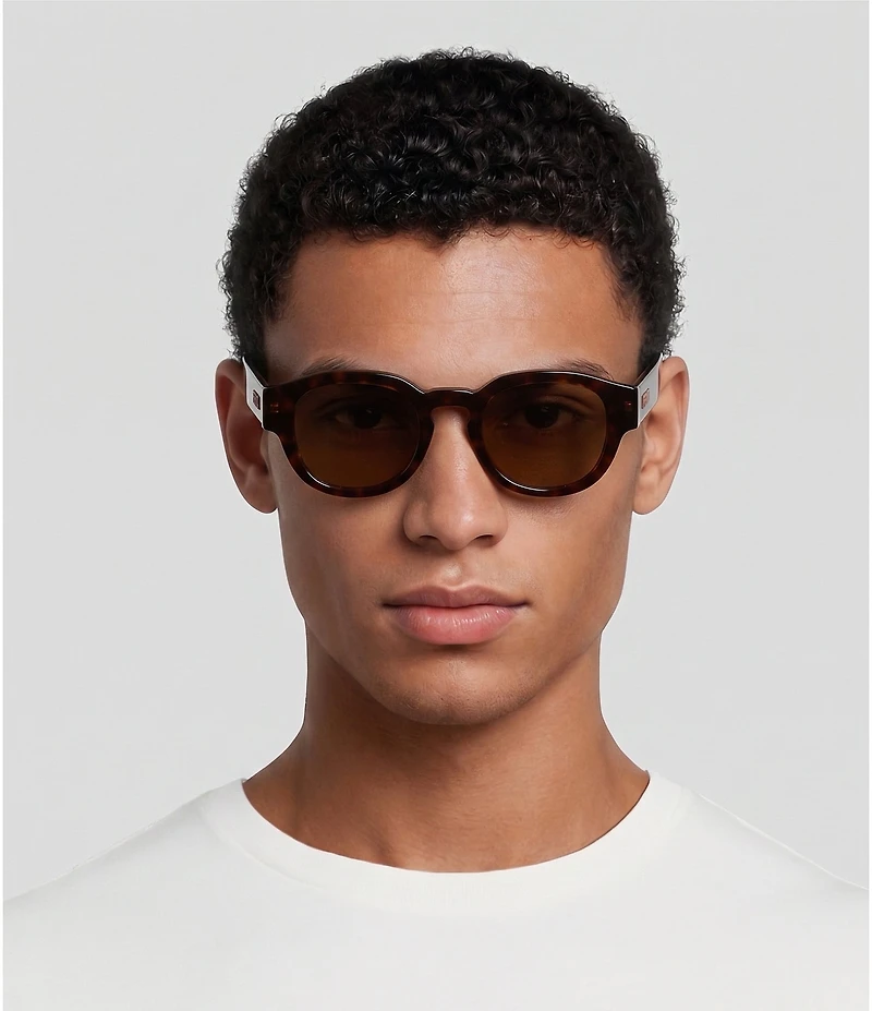 FENDI Unisex Signature 48mm Round Sunglasses