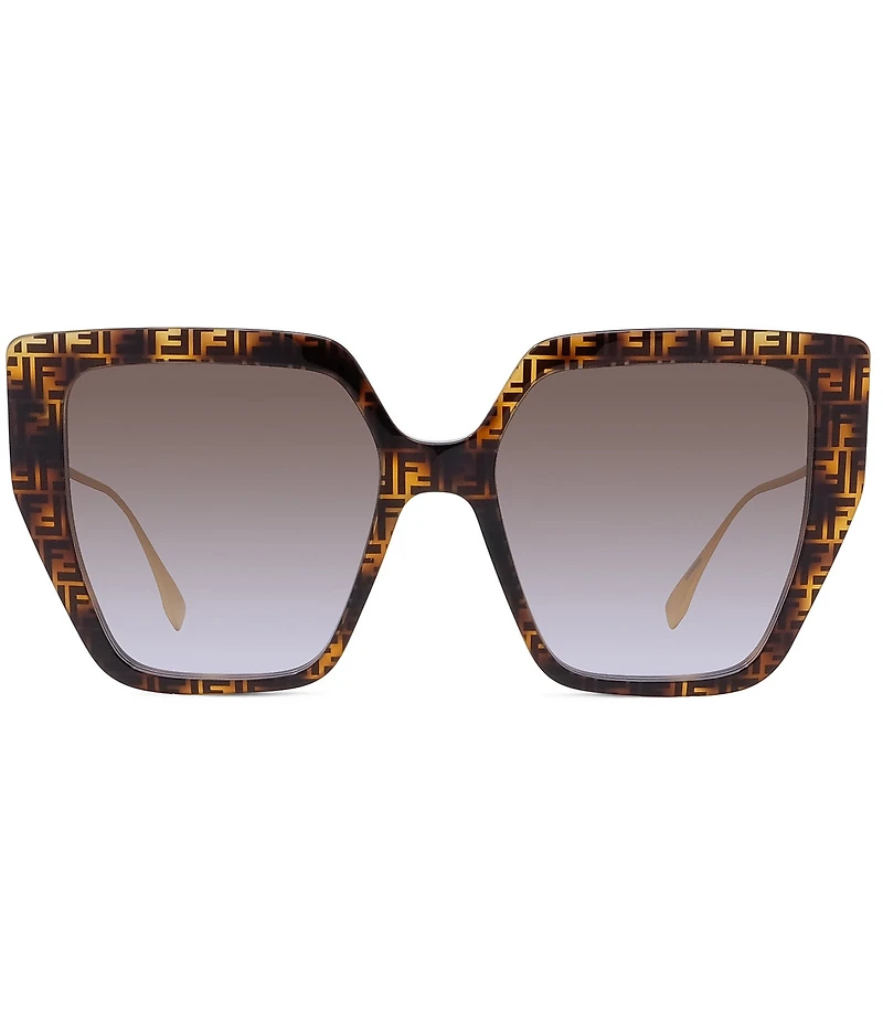 FENDI Baguette Logo 55mm Geometric Oversized Statement Sunglasses