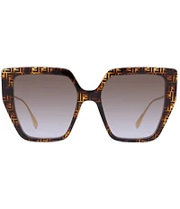 FENDI Baguette Logo 55mm Geometric Oversized Statement Sunglasses