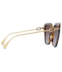 FENDI Baguette Logo 55mm Geometric Oversized Statement Sunglasses