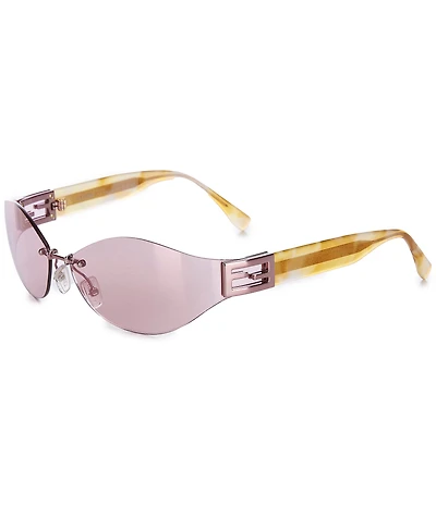 FENDI Baguette 74mm Round Wrap Sunglasses