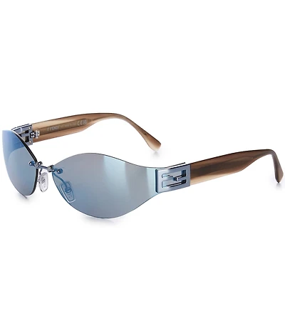 FENDI Baguette 74mm Round Wrap Sunglasses