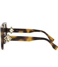 FENDI Women's FF Diamonds 53mm Havana Square Sunglasses