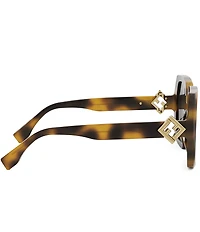 FENDI Women's FF Diamonds 53mm Havana Square Sunglasses