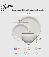 Fiesta Bistro Coupe 12-Piece Dinnerware Set, Service for 4
