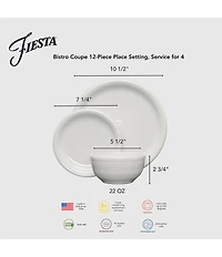 Fiesta Bistro Coupe 12-Piece Dinnerware Set, Service for 4