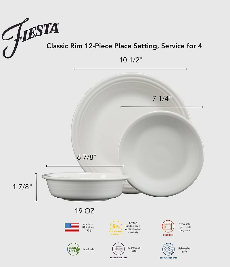 Fiesta 12-Piece Classic Dinnerware Set