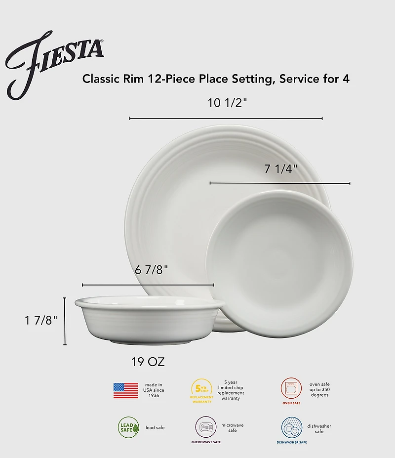 Fiesta 12-Piece Classic Dinnerware Set