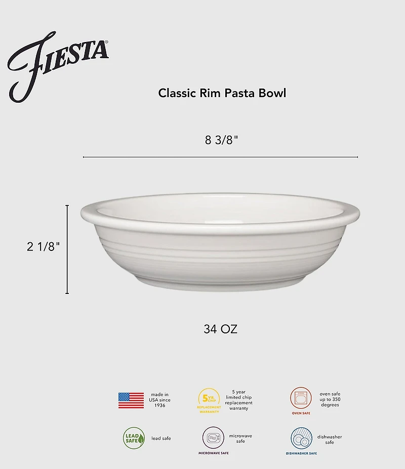 Fiesta Classic Rim 8 3/ Inch Pasta Bowl 34oz