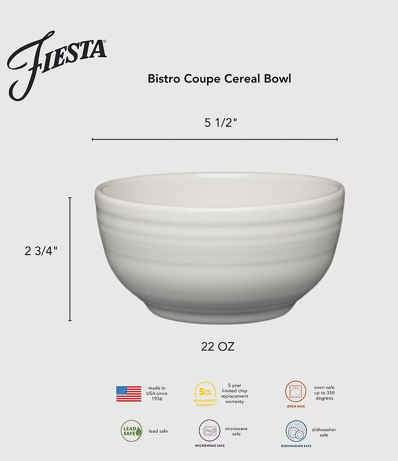 Fiesta Americana Collection Bistro Coupe Cereal Bowls, Set of 4